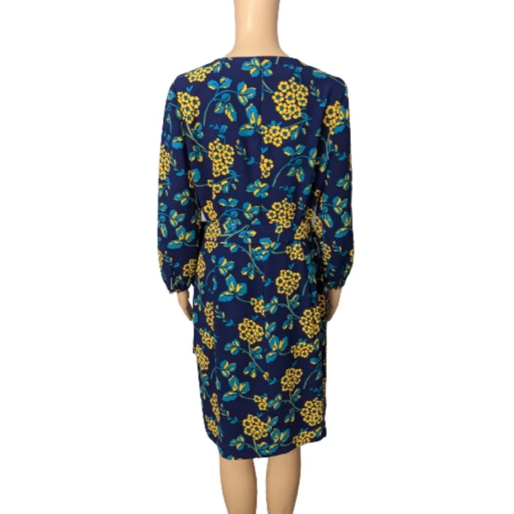 J. Crew Golden Floral 365 Crepe Wrap Dress 4